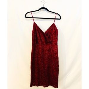 Burgundy Lace Cocktail Dress